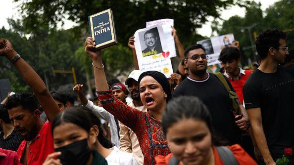 Hundreds converge on Delhi Parliament as the Cockroach Janta Party demands education minister resignation