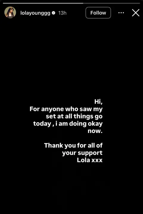 Lola Young Recovers After Stage Collapse at All Things Go Festival
