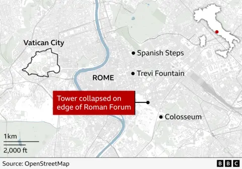 Rescue Operation Underway as Part of Rome's Medieval Tower Collapses
