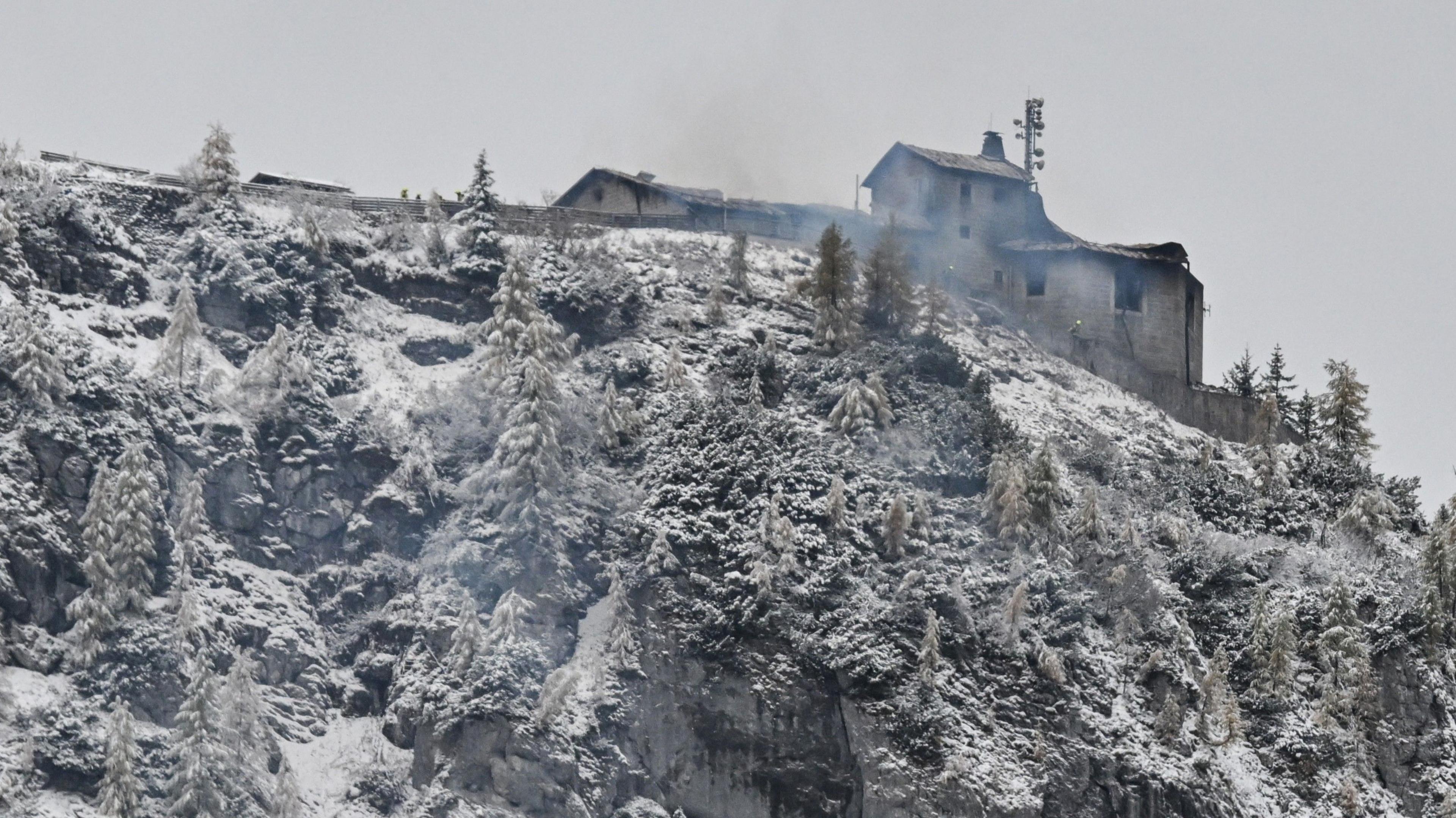 The burnt mountaintop guesthouse Kehlsteinhaus, known as the Eagle’s Nest, during the blaze
