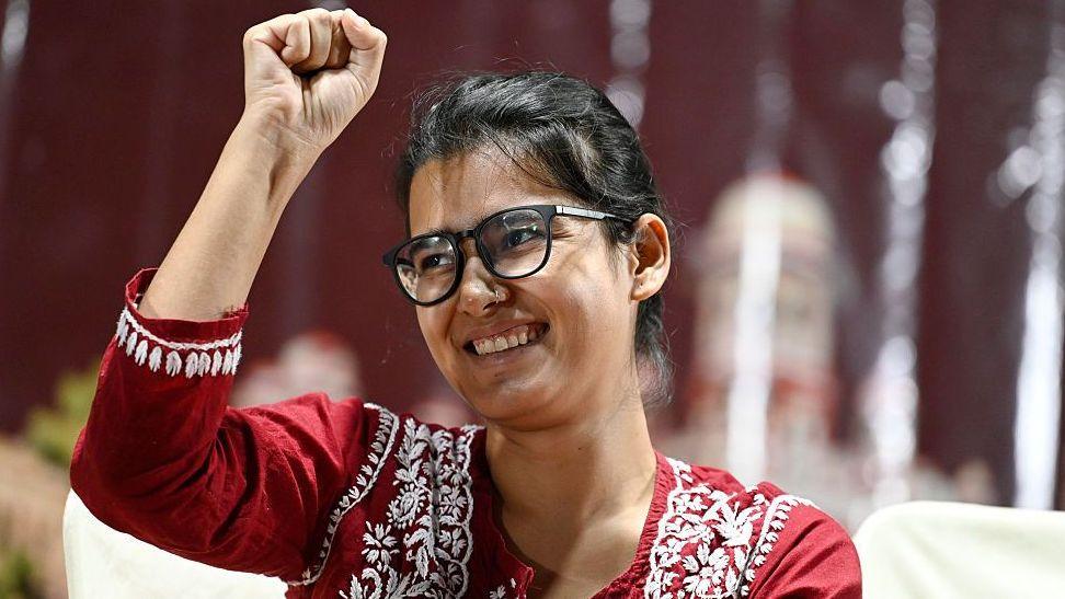 Gen Z firebrand Neha Bora leads Delhi protests against Modi’s election arm