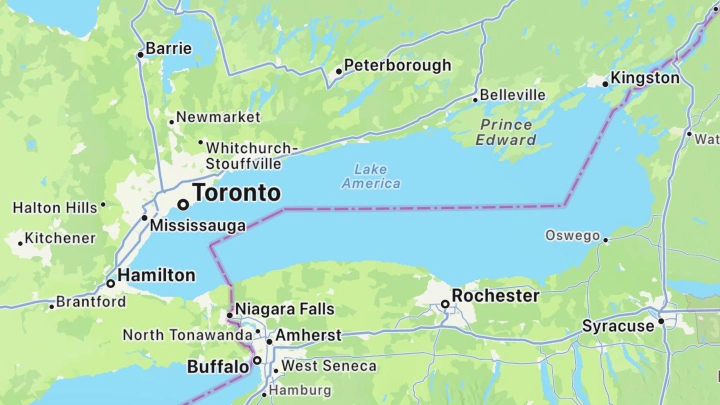 Apple Maps Renames Lake Ontario to Lake America, Trump’s Order Sparks Trade Tussle