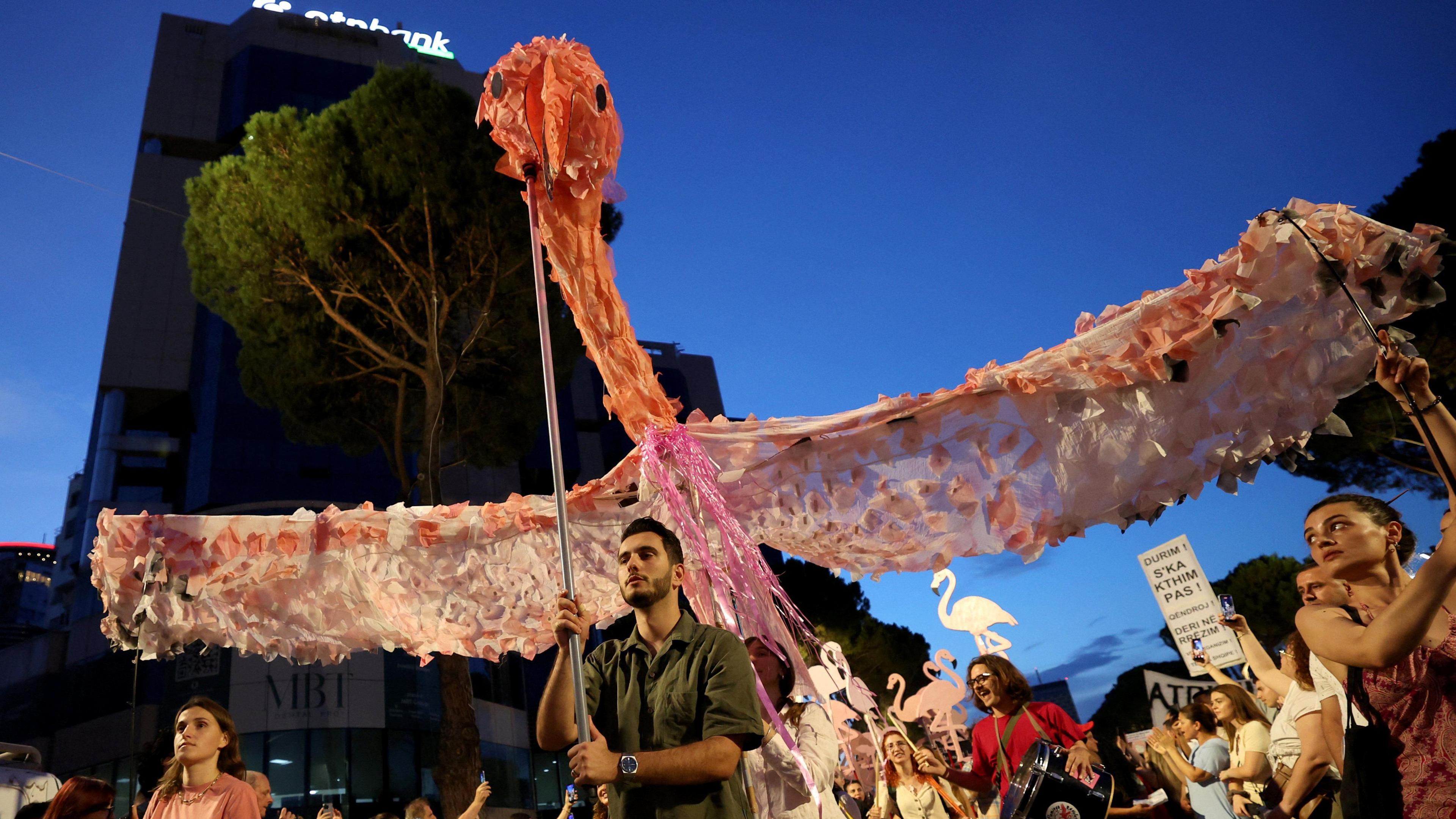 'Flamingo Revolution' erupts in Tirana as protests demand PM resignation